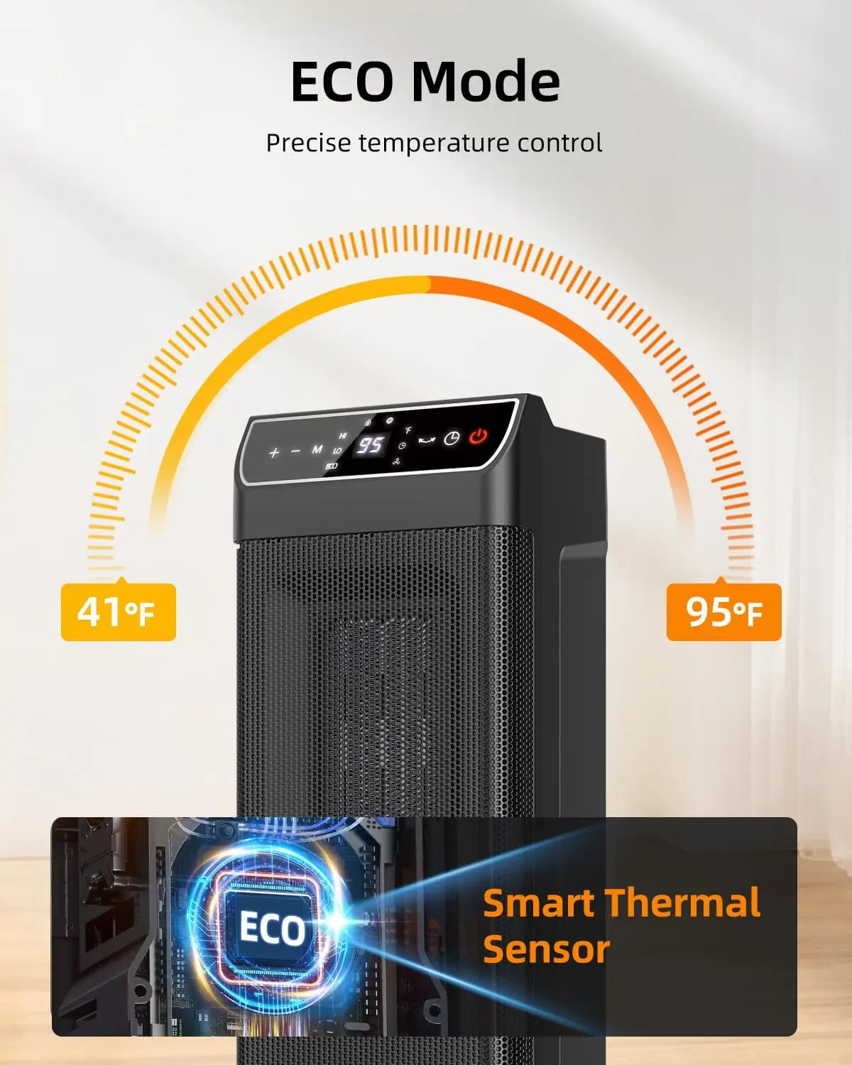 Portable Electric Space Heater with Thermostat, Remote, Timer, Oscillation & Overheat Protection – 1500W