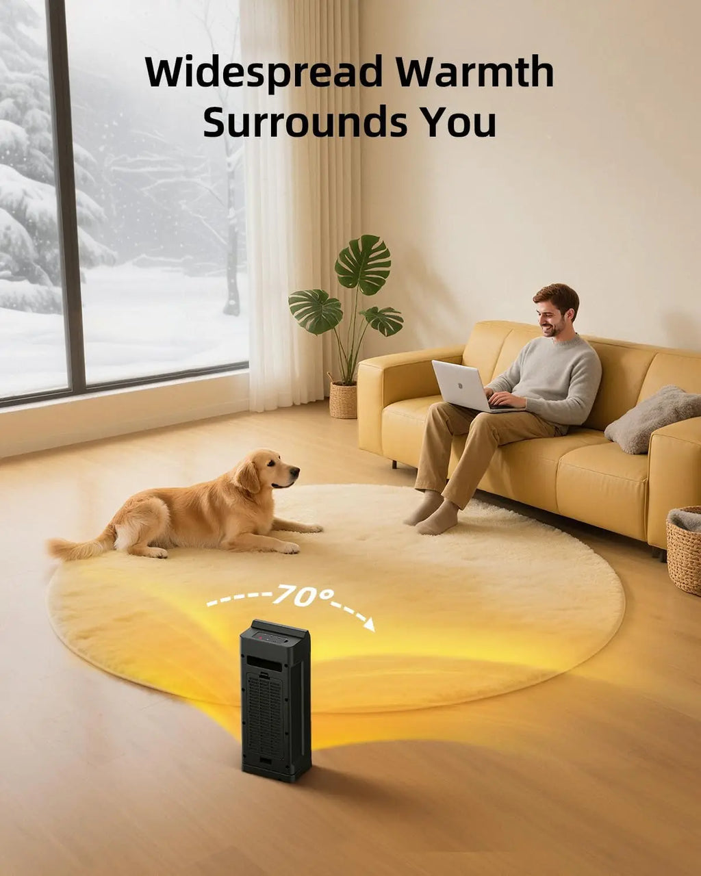 Portable Electric Space Heater with Thermostat, Remote, Timer, Oscillation & Overheat Protection – 1500W